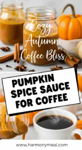 Homemade pumpkin spice sauce for coffee in vibrant cozy setting