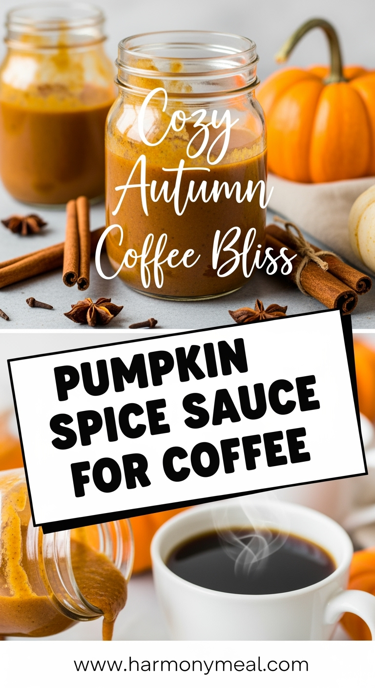 Homemade pumpkin spice sauce for coffee in vibrant cozy setting