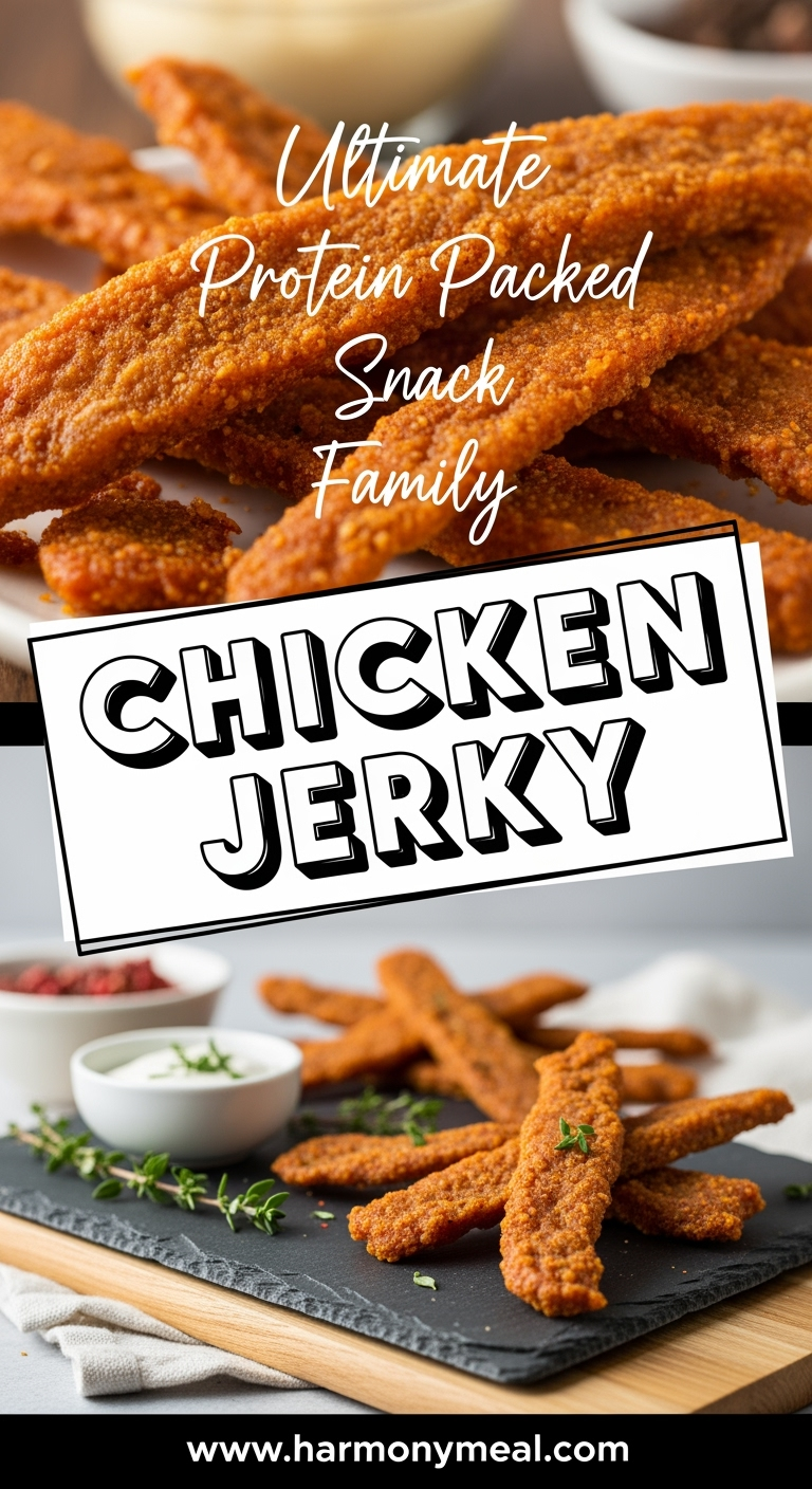 Chicken jerky recipe showing chewy strips and appetizing presentation slate