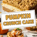 Pumpkin crunch cake with creamy layers and golden crunchy topping slice
