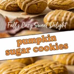 Pumpkin sugar cookies with maple glaze and cozy autumn fall vibes.