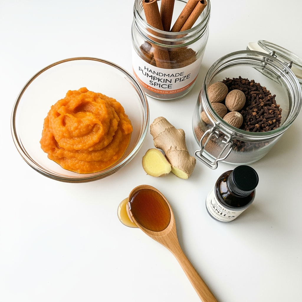 pumpkin-coffee-ingredients-iphone16pro-fall Cozy pumpkin coffee recipe ingredients styled with autumn tones iPhone16Pro