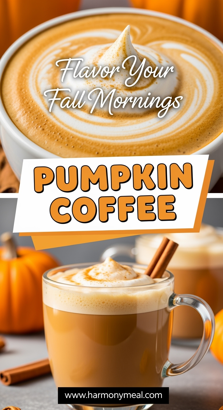 Cozy autumn pumpkin coffee recipe with spices and fresh ingredients display