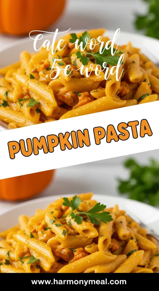 Creamy pumpkin pasta with fresh parsley garnish in autumn tones