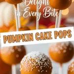 Pumpkin cake pops with vibrant fall colors and warm natural lighting.