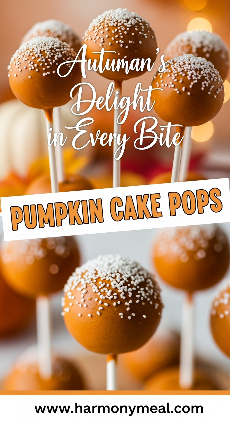 Pumpkin cake pops with vibrant fall colors and warm natural lighting.