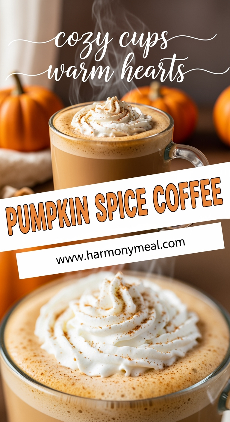 Pumpkin spice coffee with whipped cream and warm autumn cozy background.