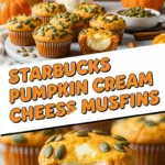 Starbucks pumpkin cream cheese muffins with creamy center and pumpkin seeds
