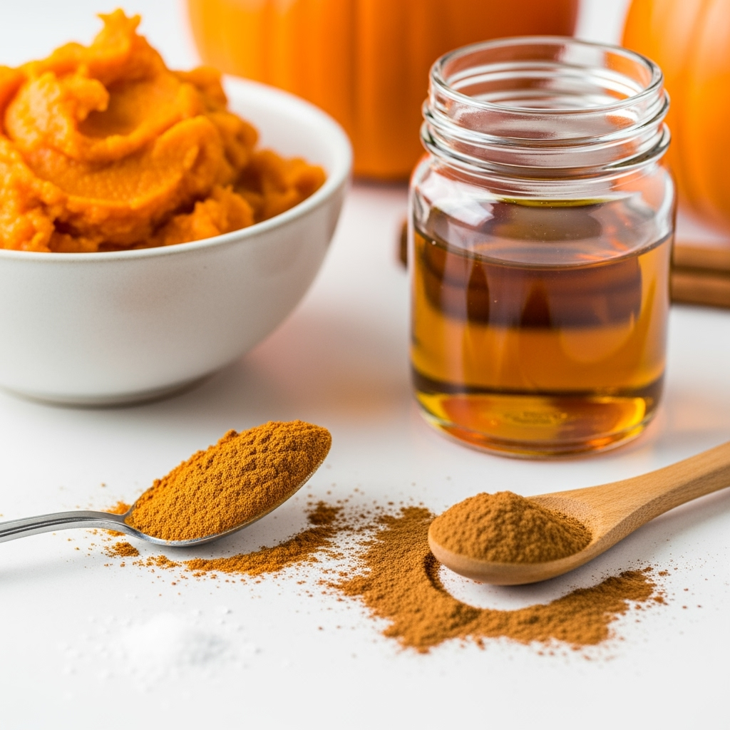 Fresh pumpkin puree and spices for homemade pumpkin spice creamer