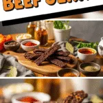 Halal beef jerky deliciously spiced savory protein snack on wooden board