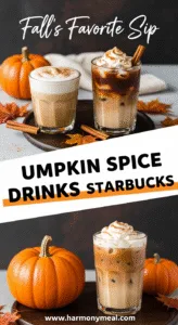 Pumpkin spice drinks Starbucks photo showcasing latte and cold brew beverages