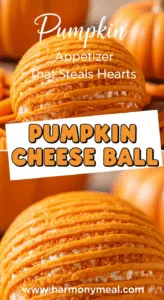 Pumpkin cheese ball with crispy Doritos coating, perfect fall appetizer.