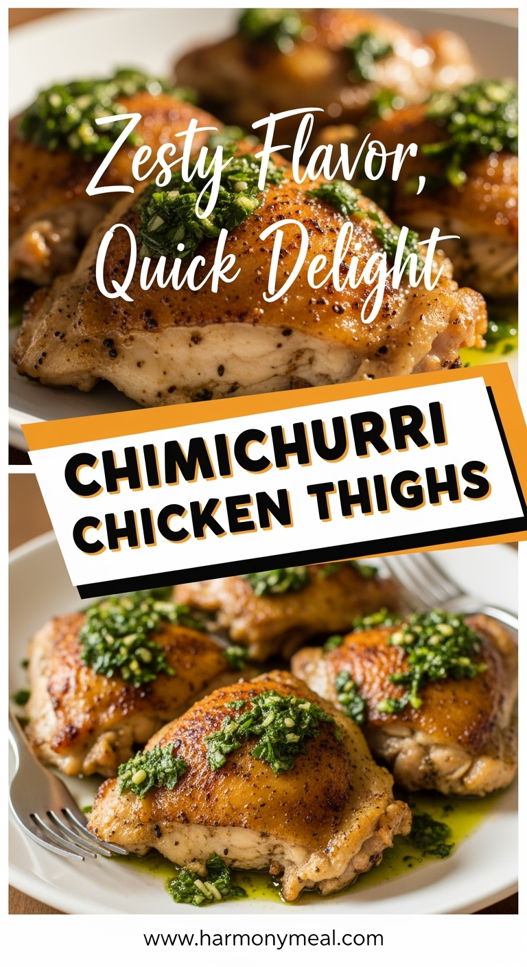 Crispy Chimichurri Chicken Thighs plated with fresh herbed sauce