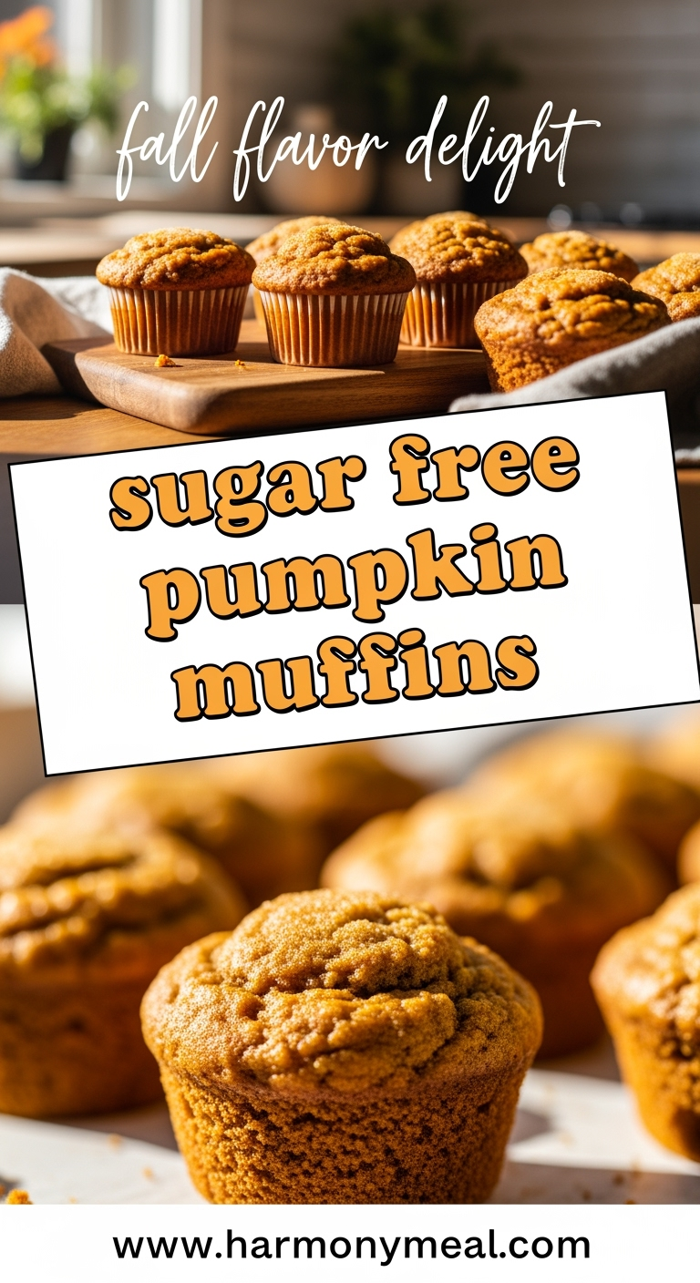 Sugar free pumpkin muffins displayed in cozy kitchen with warm lighting