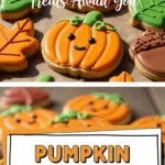 Pumpkin cookies decorated with royal icing for cozy autumn treats recipe