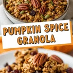 Cozy homemade pumpkin spice granola with pecans and warm autumn spices