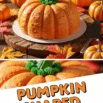 Pumpkin shaped cake with creamy frosting perfect fall festive dessert