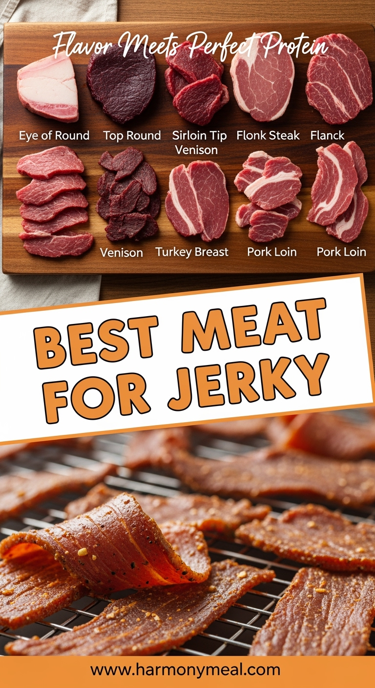 Best meat for jerky: eye round, sirloin, flank, venison, turkey breast.