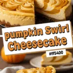 Pumpkin swirl cheesecake with vibrant amber swirls and creamy texture