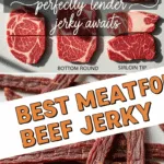 Best meat cuts for beef jerky shown with vibrant colors and textures.