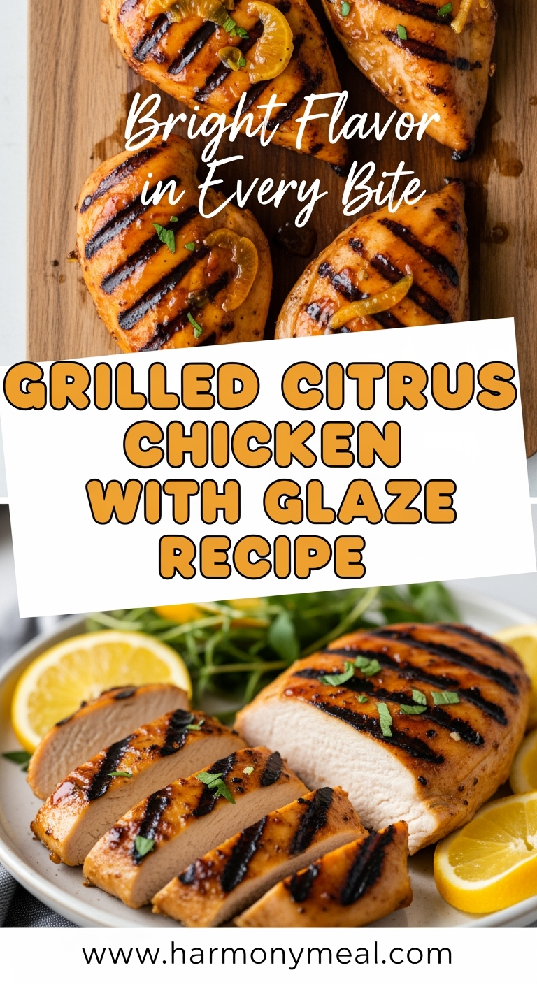 Grilled citrus chicken with glaze recipe showcasing juicy, caramelized chicken breasts