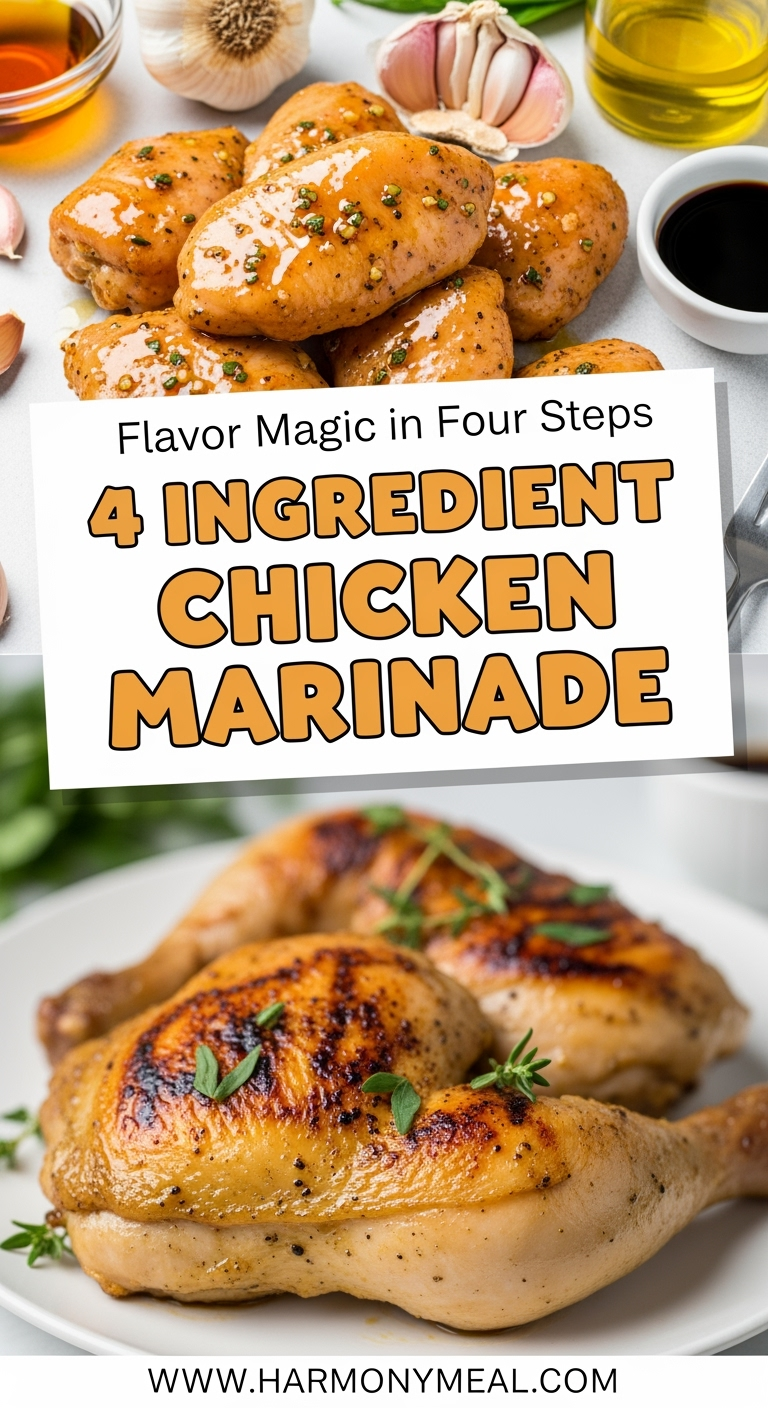 4 Ingredient Chicken Marinade recipe with glossy honey soy chicken pieces