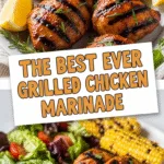 Grilled chicken marinade with fresh herbs and vibrant, juicy textures.