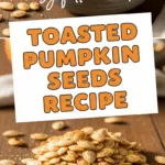 Toasted pumpkin seeds recipe with crunchy, seasoned fall snack close-up