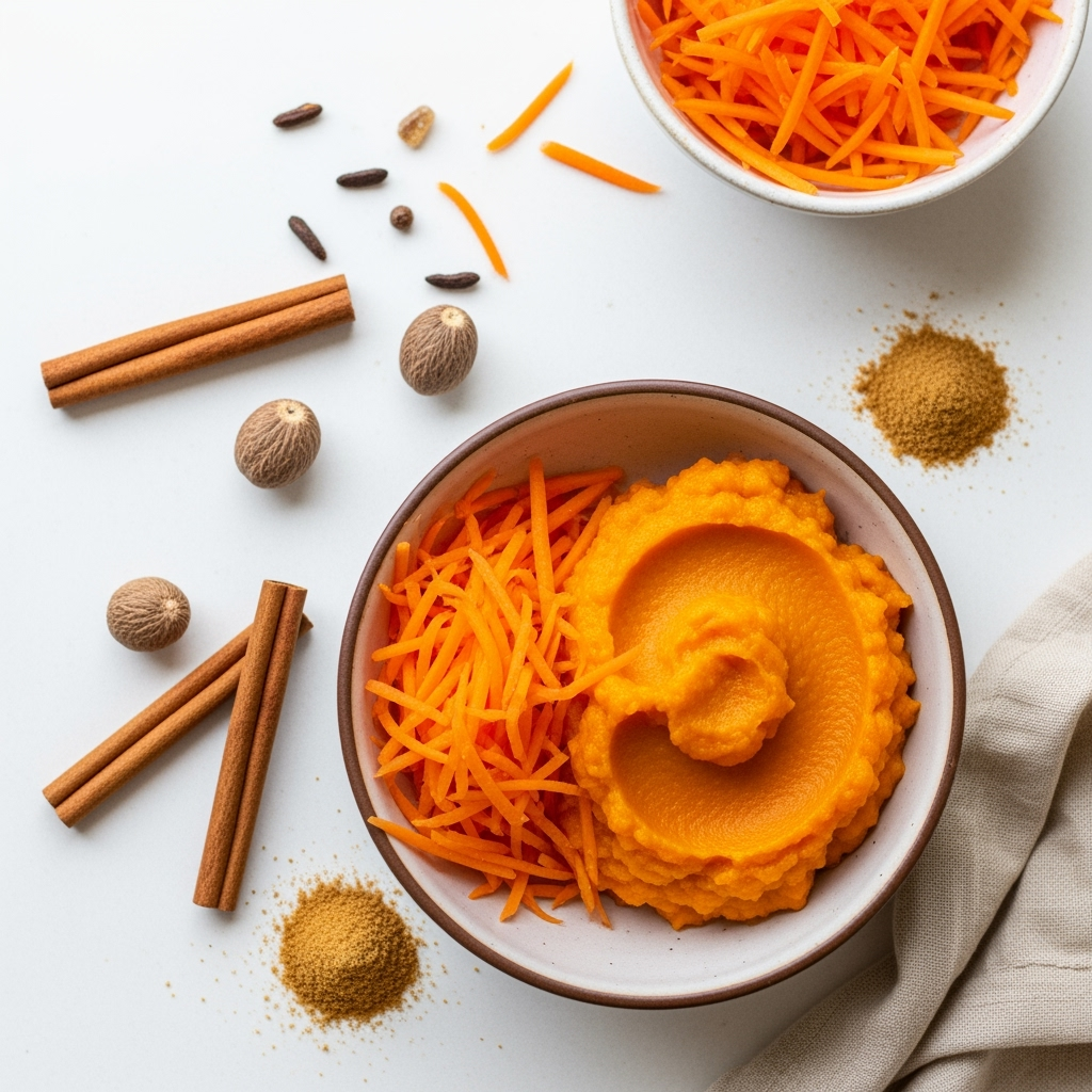 fresh-carrot-pumpkin-spice-muffins Fresh grated carrots and pumpkin puree for moist pumpkin spice muffins
