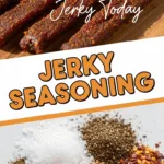 Beef jerky strips marinated with homemade jerky seasoning blend