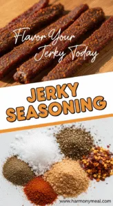 Beef jerky strips marinated with homemade jerky seasoning blend