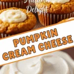 Freshly baked pumpkin cream cheese muffins with creamy autumn filling