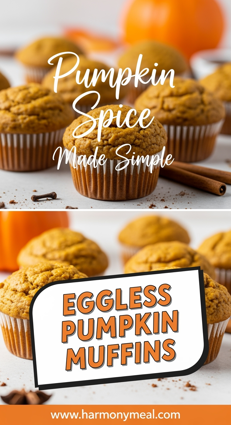 Eggless pumpkin muffins close-up with moist crumb and fall spices lighting