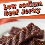 Low sodium beef jerky arranged beautifully with vibrant natural lighting