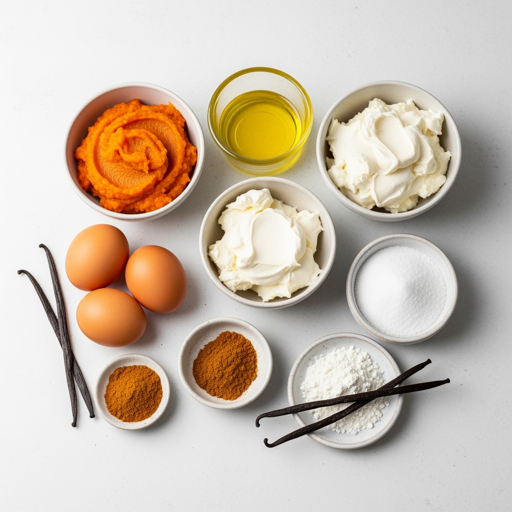 Unique keto pumpkin cream cheese muffins ingredients with almond flour and pumpkin