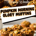 Pumpkin Morning Glory Muffins close-up with nuts, raisins, and apple pieces