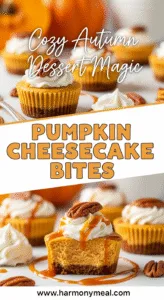 Pumpkin cheesecake bites recipe with creamy texture and spiced crust.