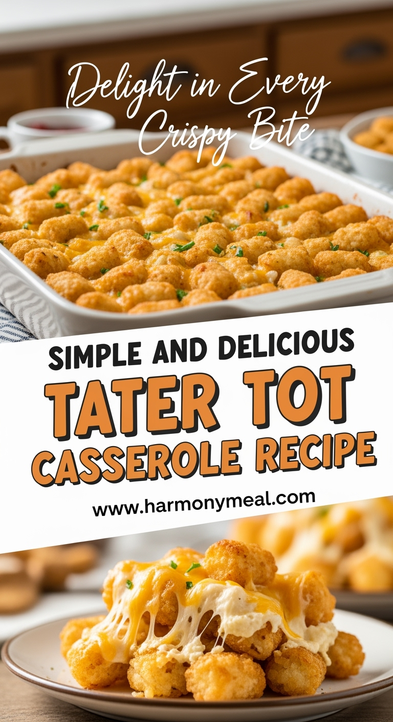 Tater tot casserole with crispy golden tots and creamy cheesy filling