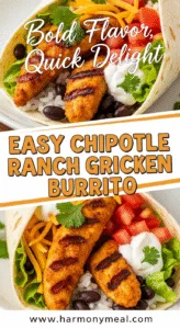 Easy Chipotle Ranch Grilled Chicken Burrito with fresh vibrant ingredients photo