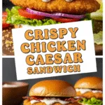 Crispy chicken Caesar sandwich with creamy dressing and fresh romaine.