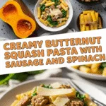 Creamy butternut squash pasta with sausage spinach vibrant rustic meal