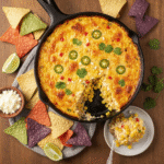 Creamy baked elote dip with corn and cotija cheese