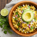 Summer street corn salad with cotija cheese and avocado