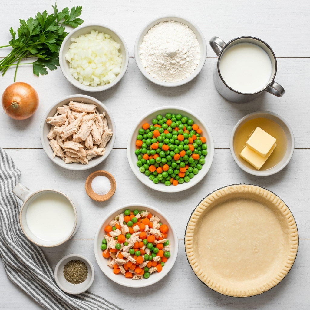 fresh ingredients for delicious mini chicken pot pies recipe