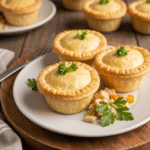 Mini chicken pot pies with flaky golden crust and creamy filling.