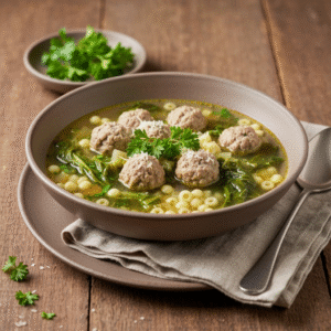 Italian Wedding Soup recipe with meatballs escarole and pasta