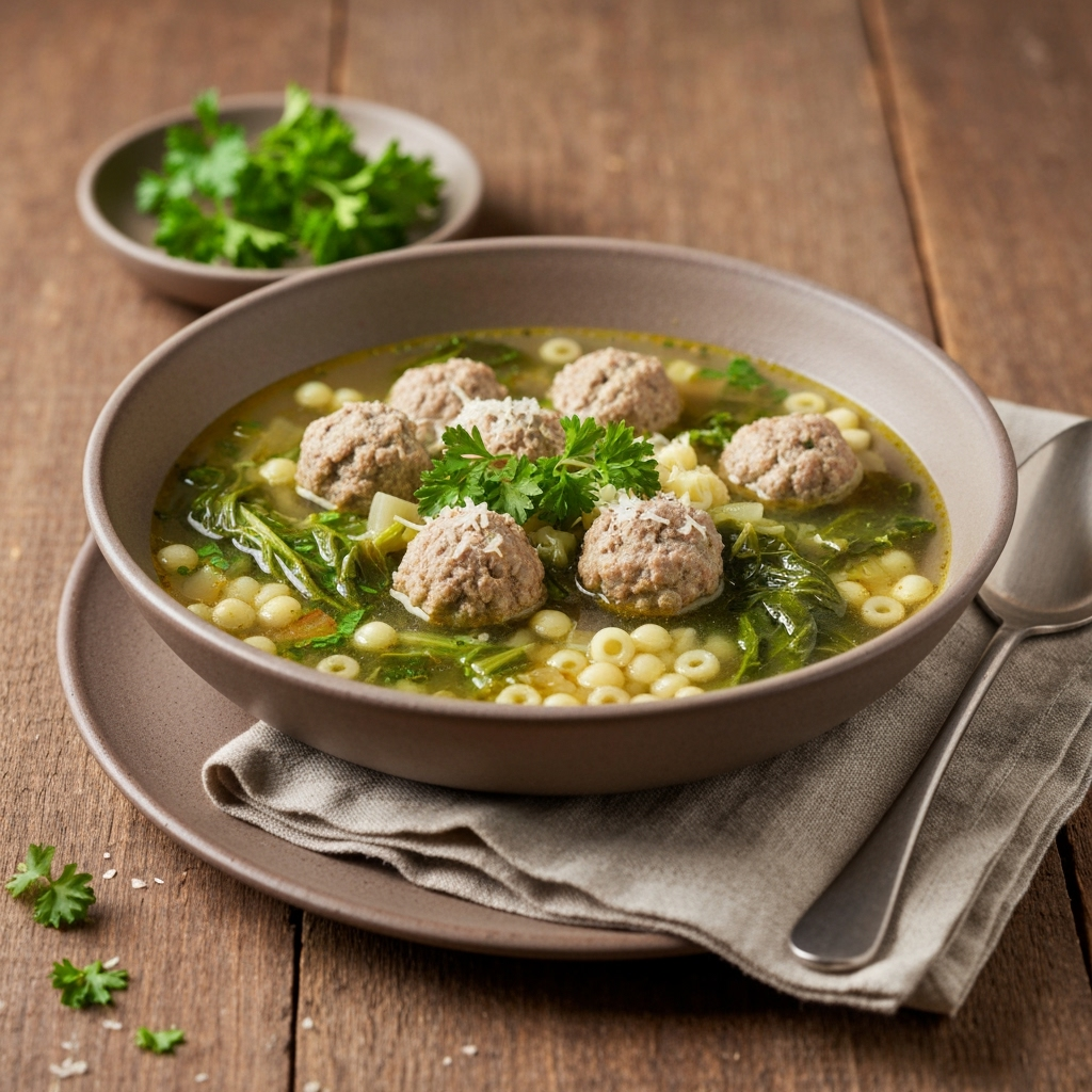 Italian Wedding Soup recipe with meatballs escarole and pasta