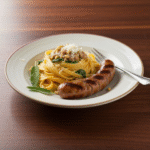 Creamy butternut squash pasta with sausage and spinach recipe