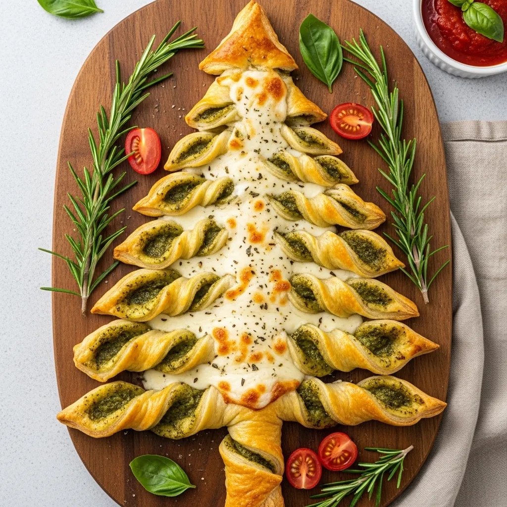 Ingredients for Basil Pesto Cheesy Puff Pastry Christmas Tree