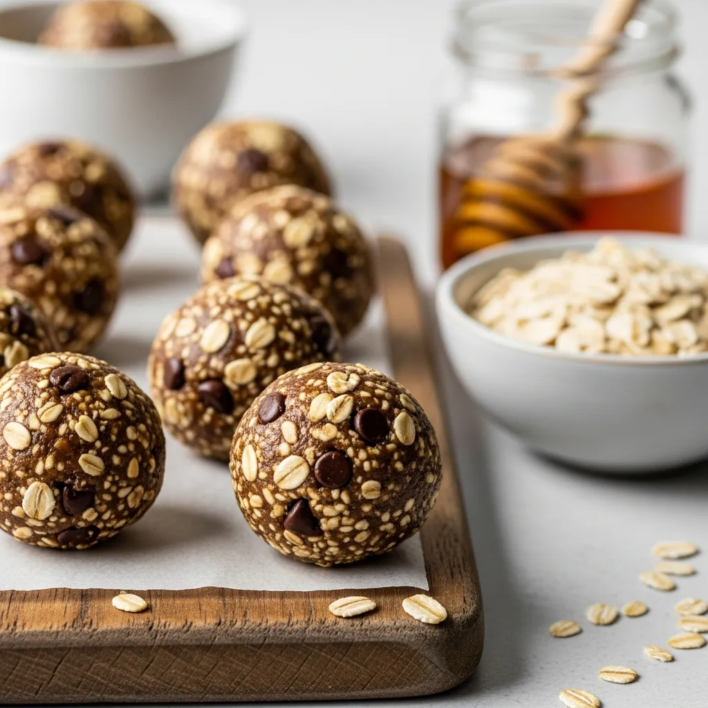 Healthy no bake energy balls with oats and chocolate chips recipe
